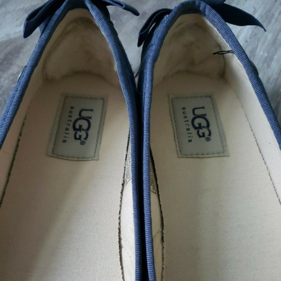 Ugg Indah Ballet Flat Denim Blue Western Girl Country Core Lace Ribbon 6.5 NEW - Picture 9 of 16